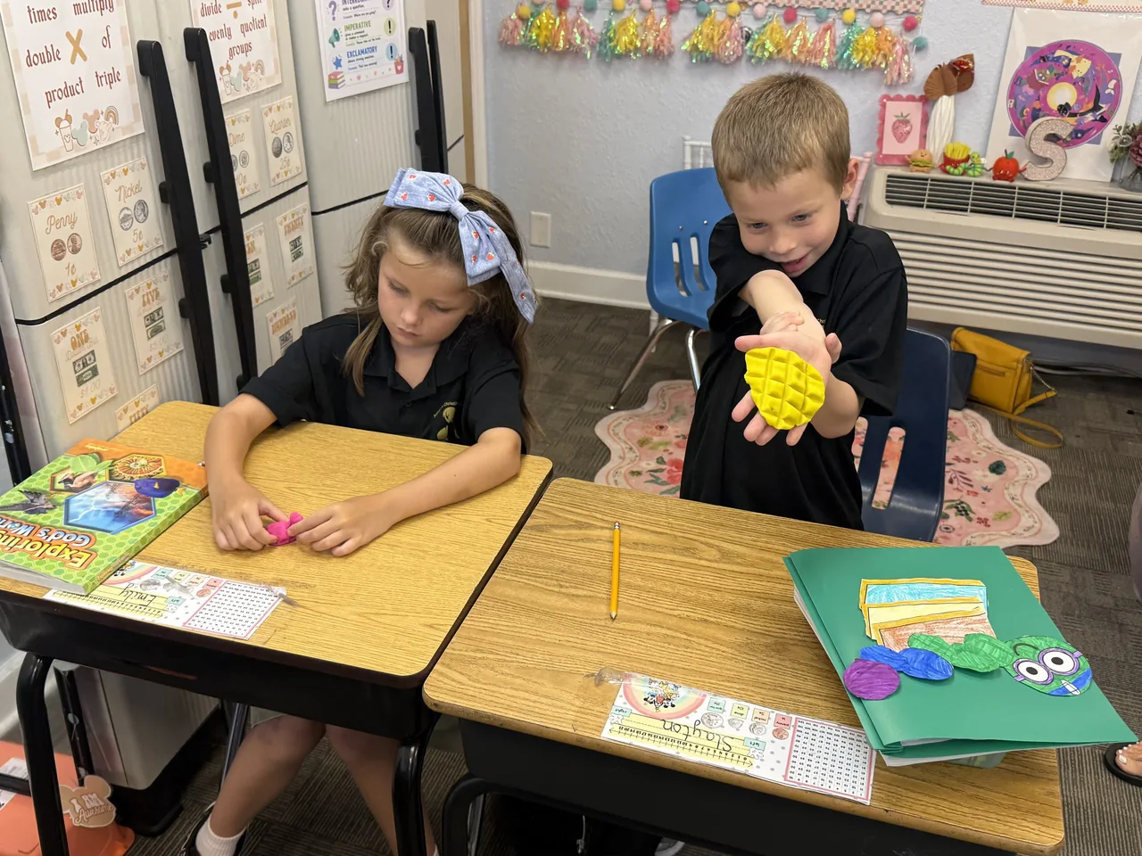 Students completing a classroom activity