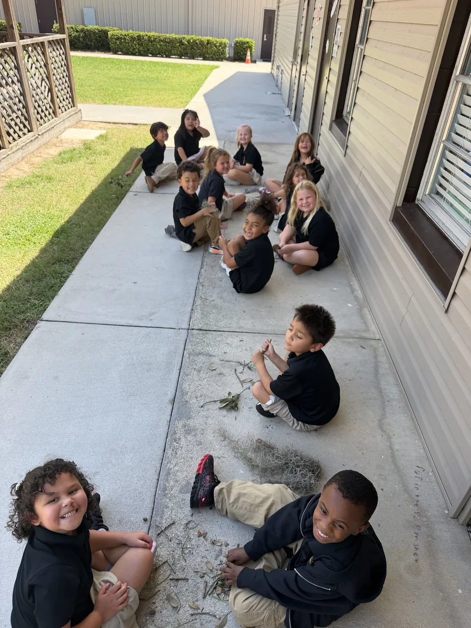 Students sitting together outdoors