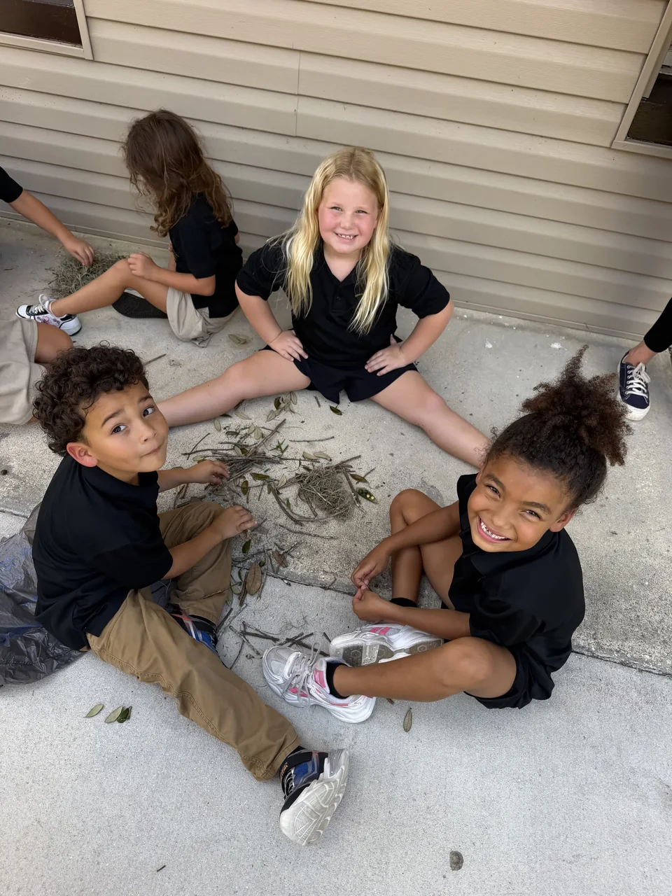Students working on an outdoor activity