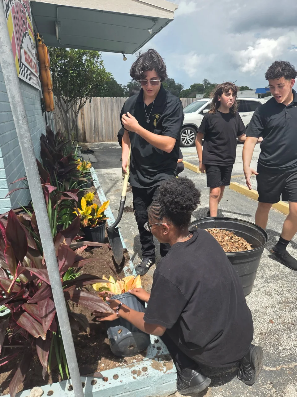 Students participating in an outdoor activity