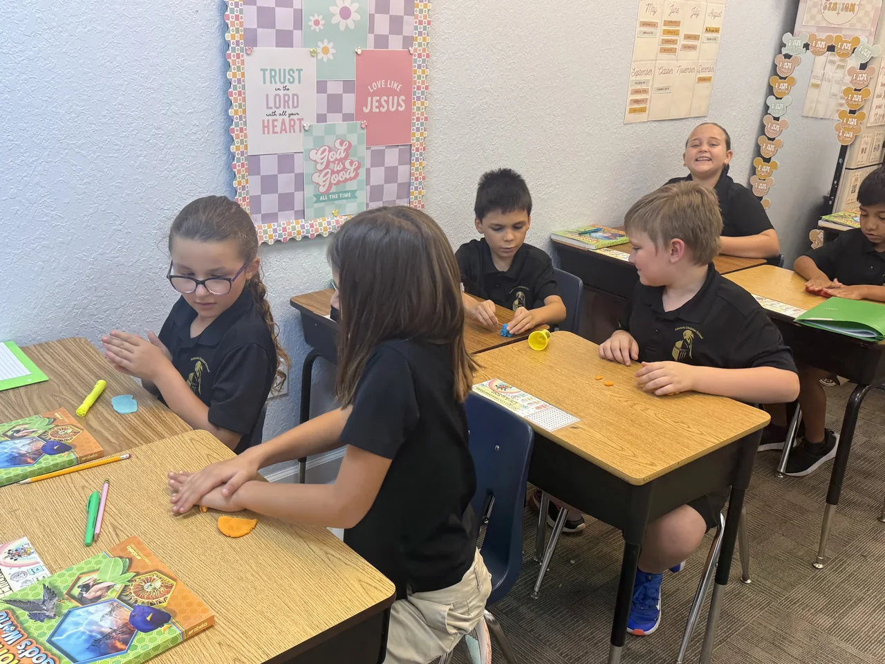 Students completing classwork