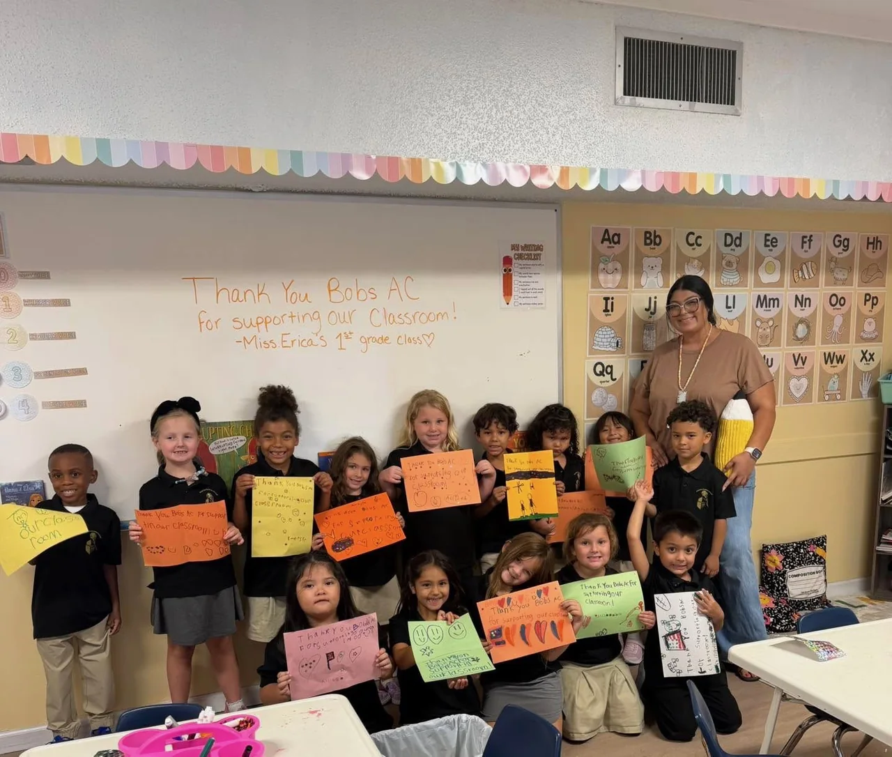 Classroom celebrating a learning milestone