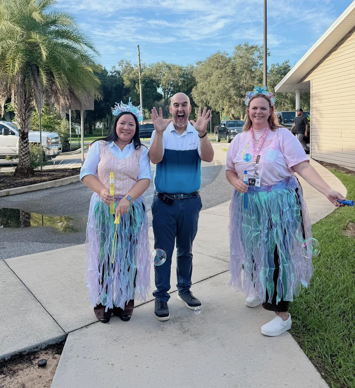 Adults at a school event